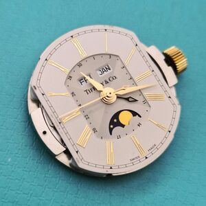 RARE Tiffany & Co. Mark Coupe Automatic Day Date Moonphase 18k SS Dial Movement